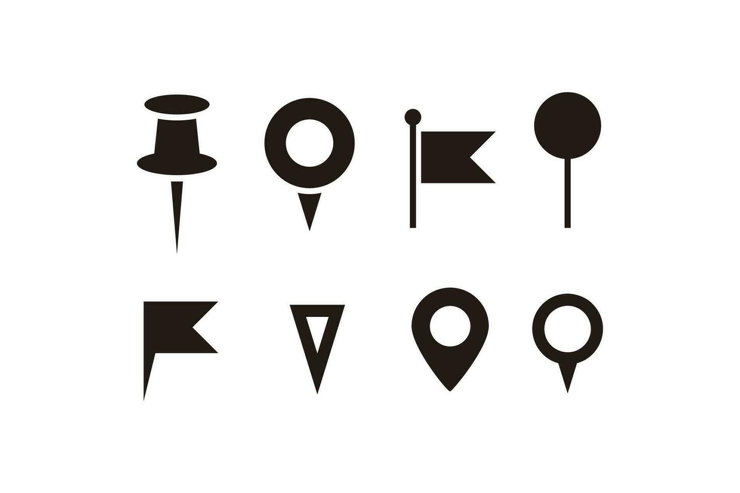 conjunto do simples plano PIN ícone ilustração projeto, silhueta PIN símbolo coleção modelo vetor