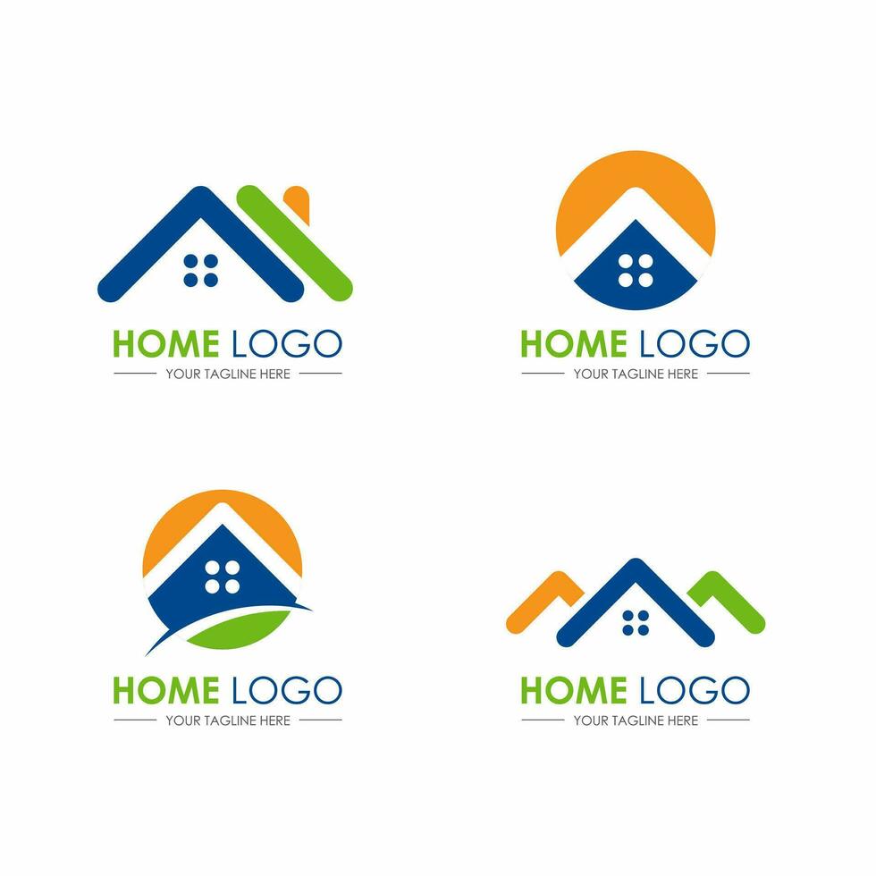 conjunto do simples casa construção logotipo ícone Projeto modelo vetor