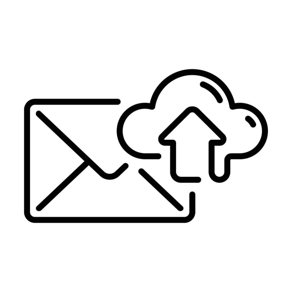 o email ícone dentro linha estilo com nuvem Envio placa vetor