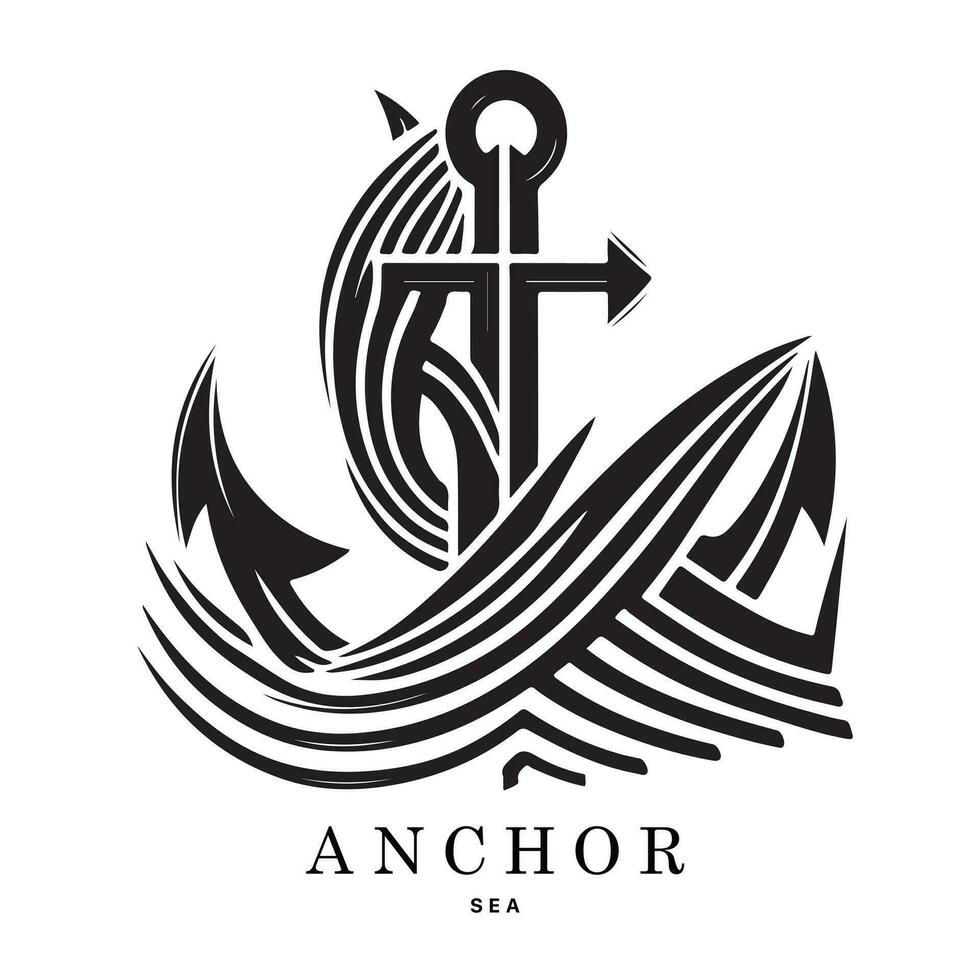 marinho emblemas logotipo com âncora e corda, âncora logotipo - vetor. vetor ilustração