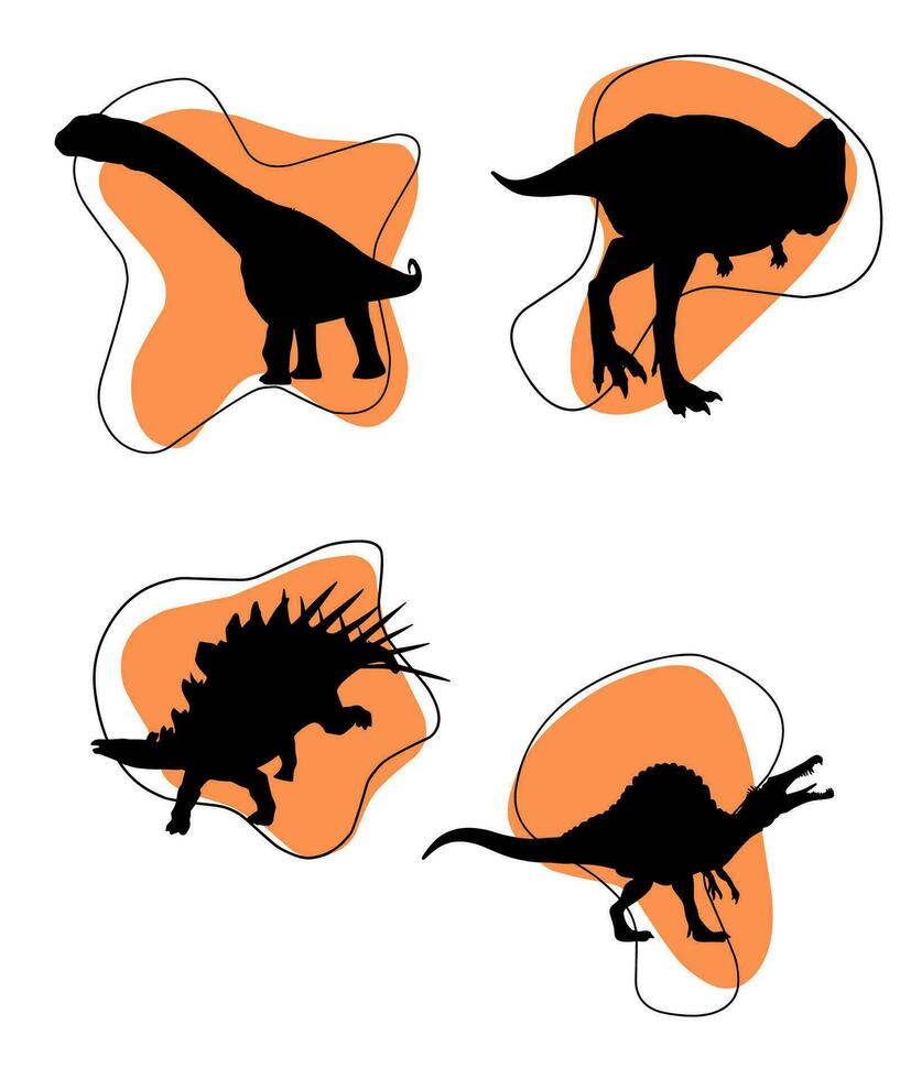 vetor de conjunto de silhuetas de dinossauro