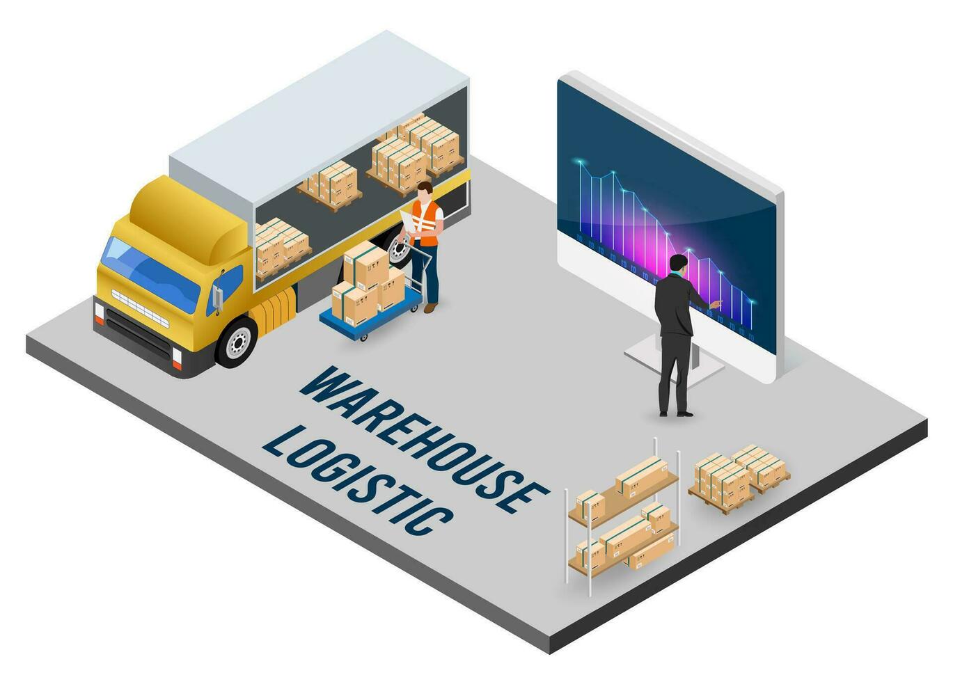 moderno global logístico serviço conceito com exportar, importar, armazém negócios, transporte. vetor ilustração eps 10
