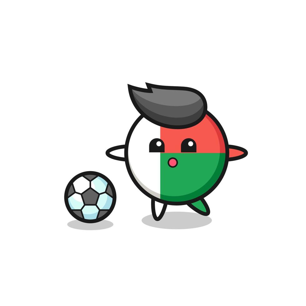 ilustração do desenho do distintivo da bandeira de madagascar está jogando futebol vetor