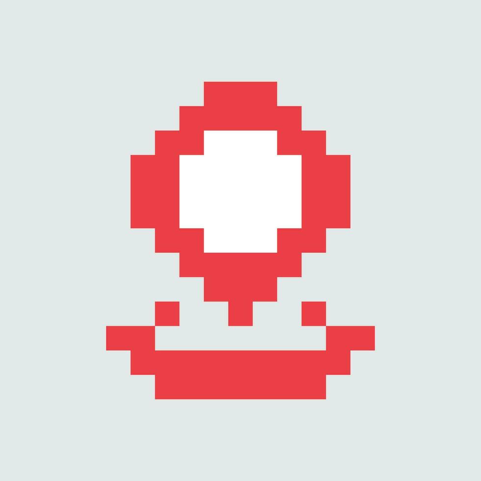 pixel ícone do uma vermelho e branco quadrado vetor