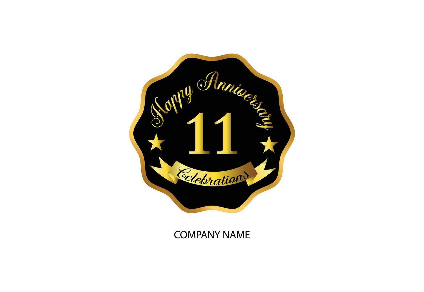11 aniversário celebração logótipo com caligrafia dourado cor elegante Projeto vetor