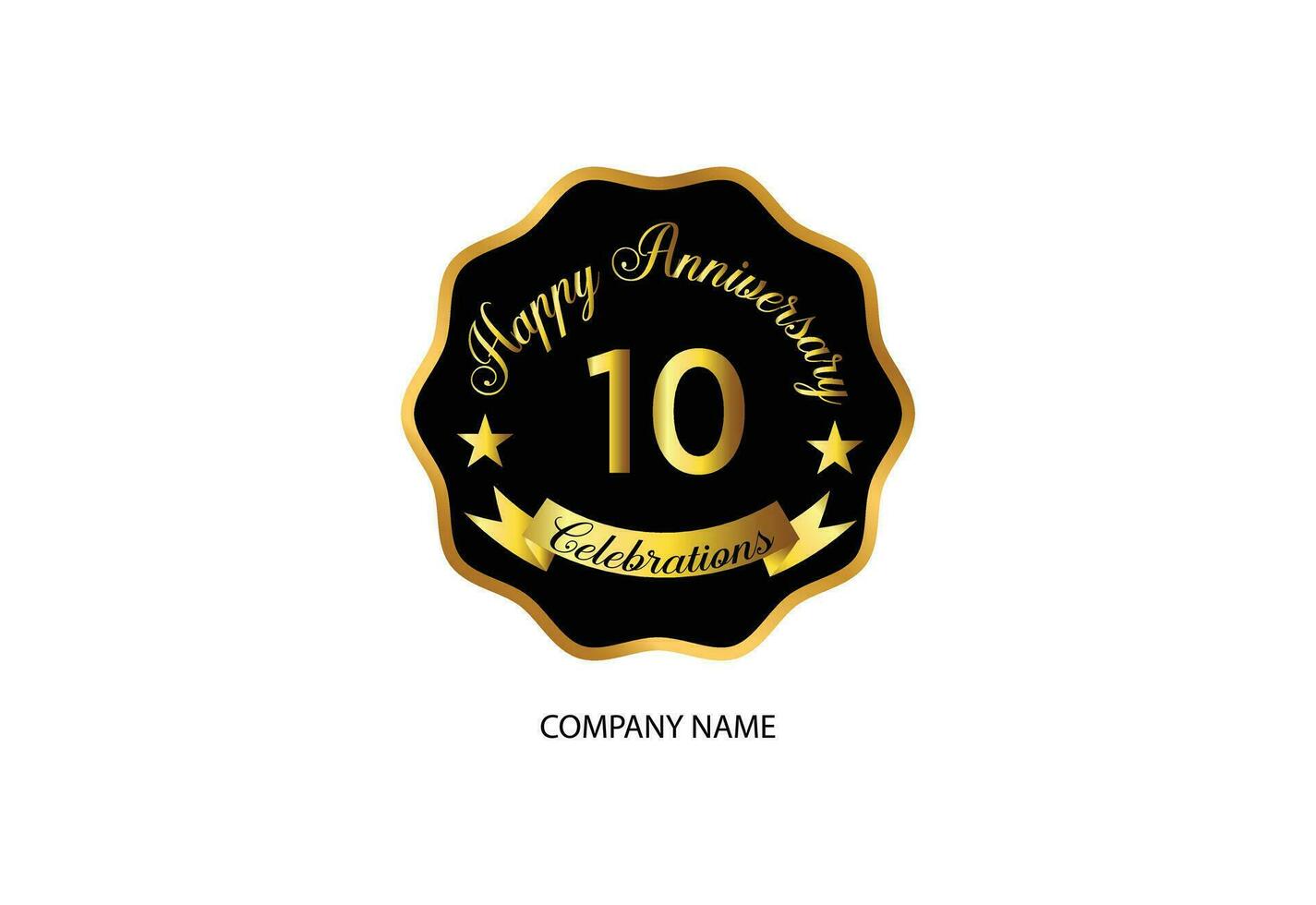 10 aniversário celebração logótipo com caligrafia dourado cor elegante Projeto vetor