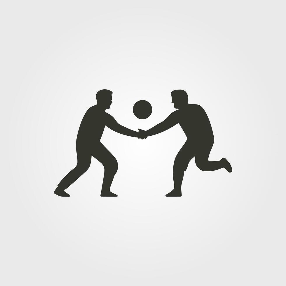 dois amigos jogando uma esporte ícone - simples vetor ilustração