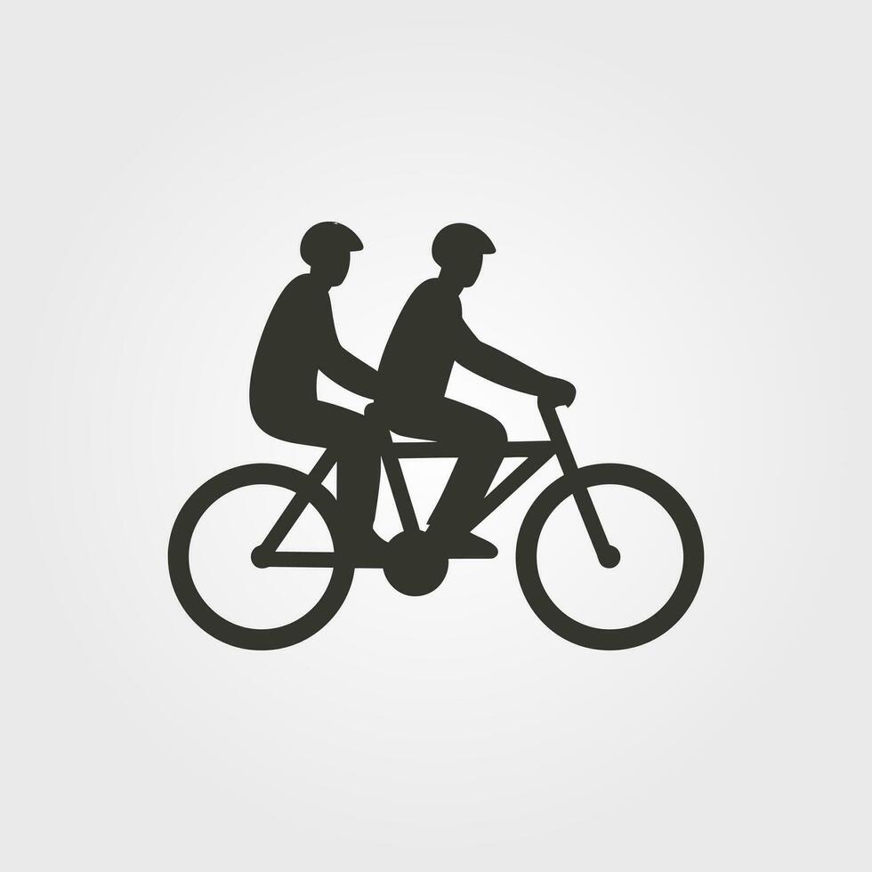 dois amigos indo em uma bicicleta ícone - simples vetor ilustração