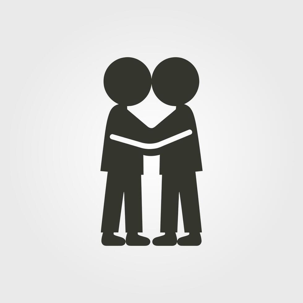 dois amigos partilha uma abraço ícone - simples vetor ilustração