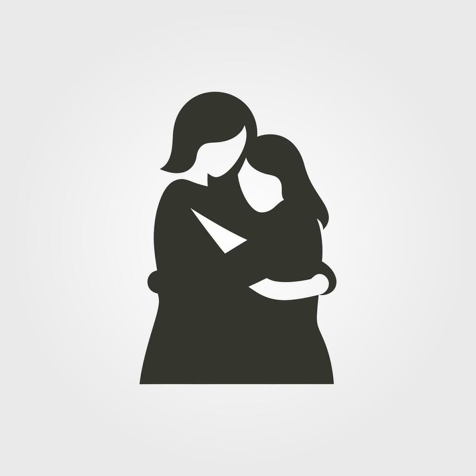 dois pessoas abraçando ícone - simples vetor ilustração