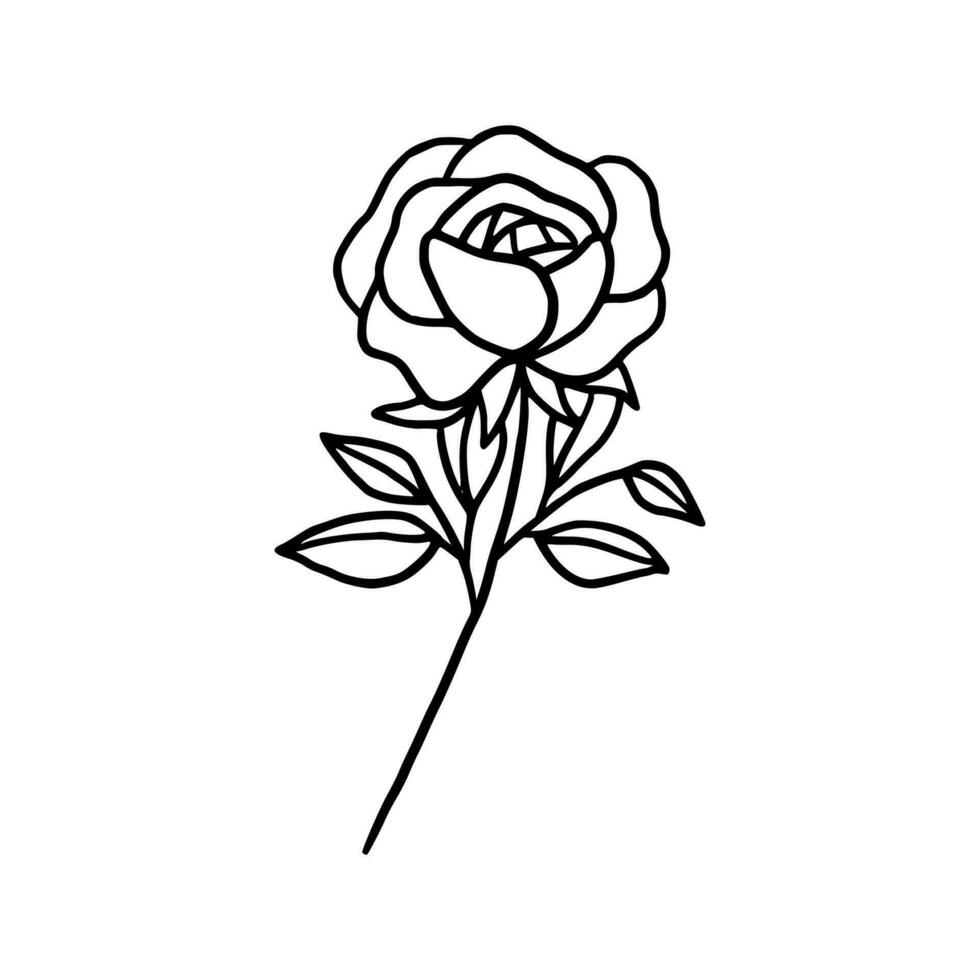 vintage mão desenhado rosa floral linha arte logotipo elemento vetor