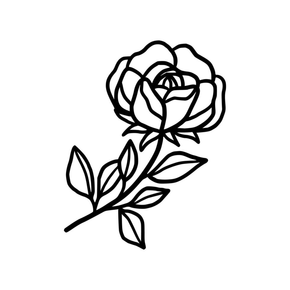 vintage mão desenhado rosa floral linha arte logotipo elemento vetor