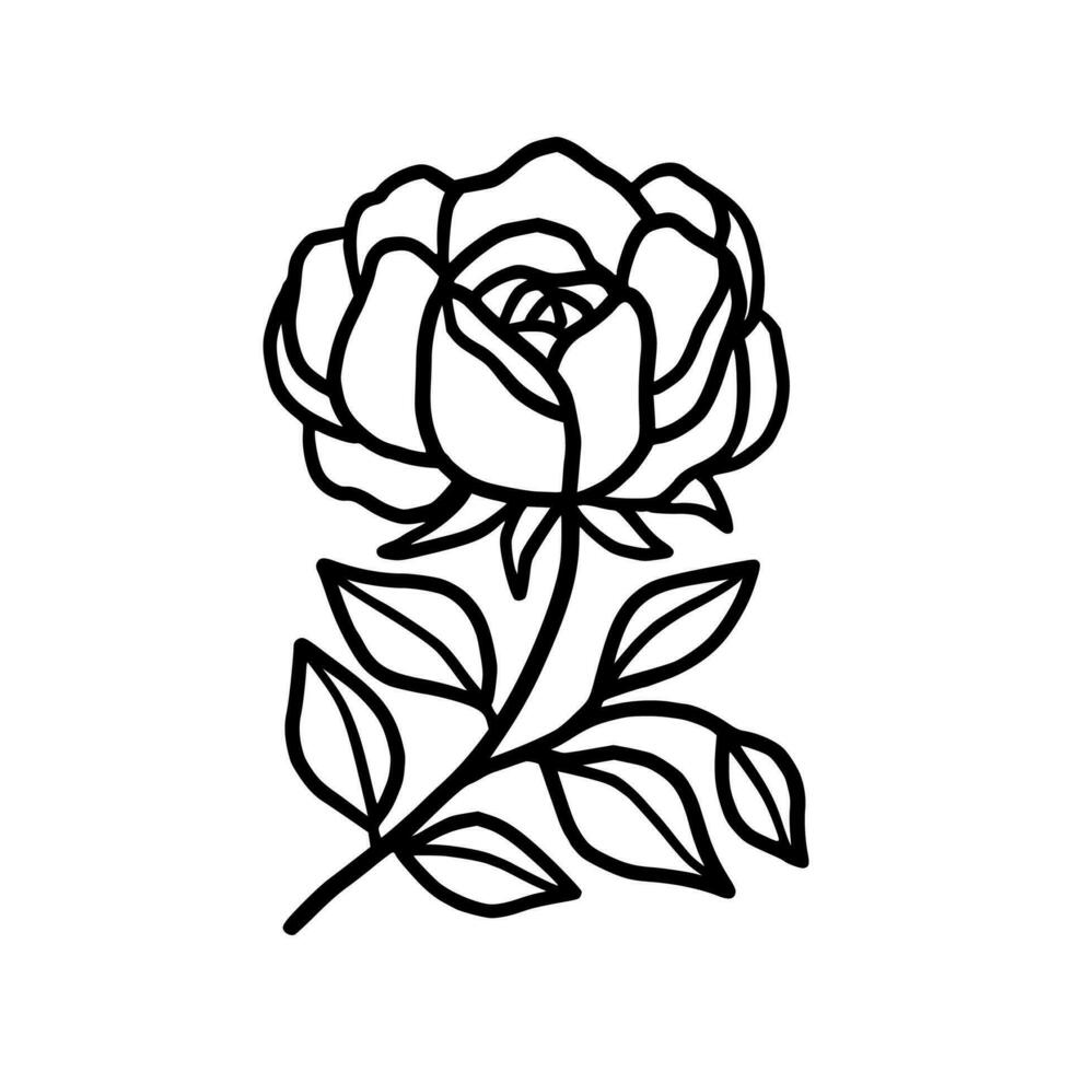 vintage mão desenhado rosa floral linha arte logotipo elemento vetor