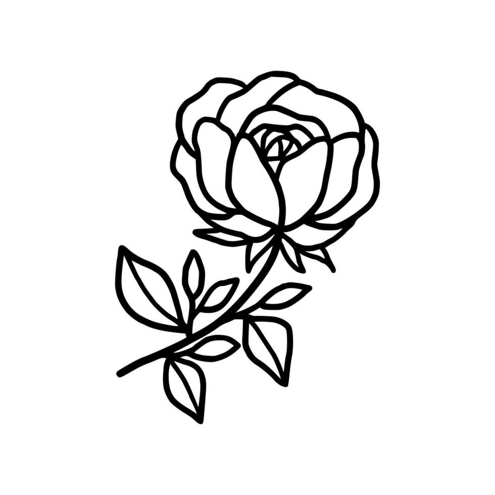 vintage mão desenhado rosa floral linha arte logotipo elemento vetor