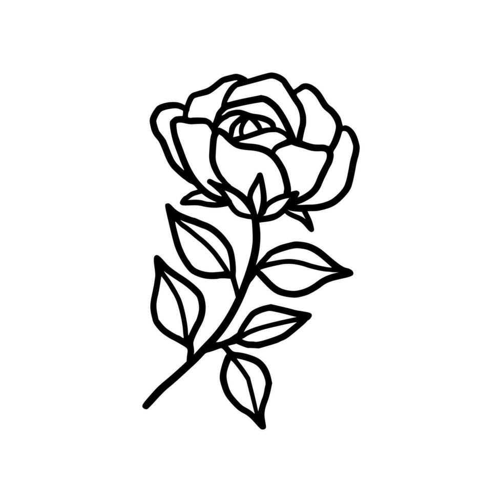 vintage mão desenhado rosa floral linha arte logotipo elemento vetor