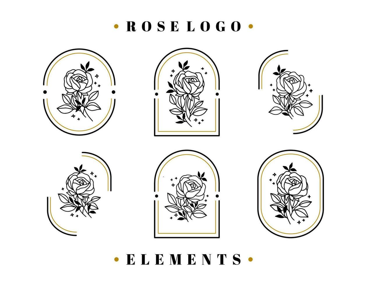 vintage mão desenhado rosa flor logotipo elemento coleção com quadro, Armação vetor