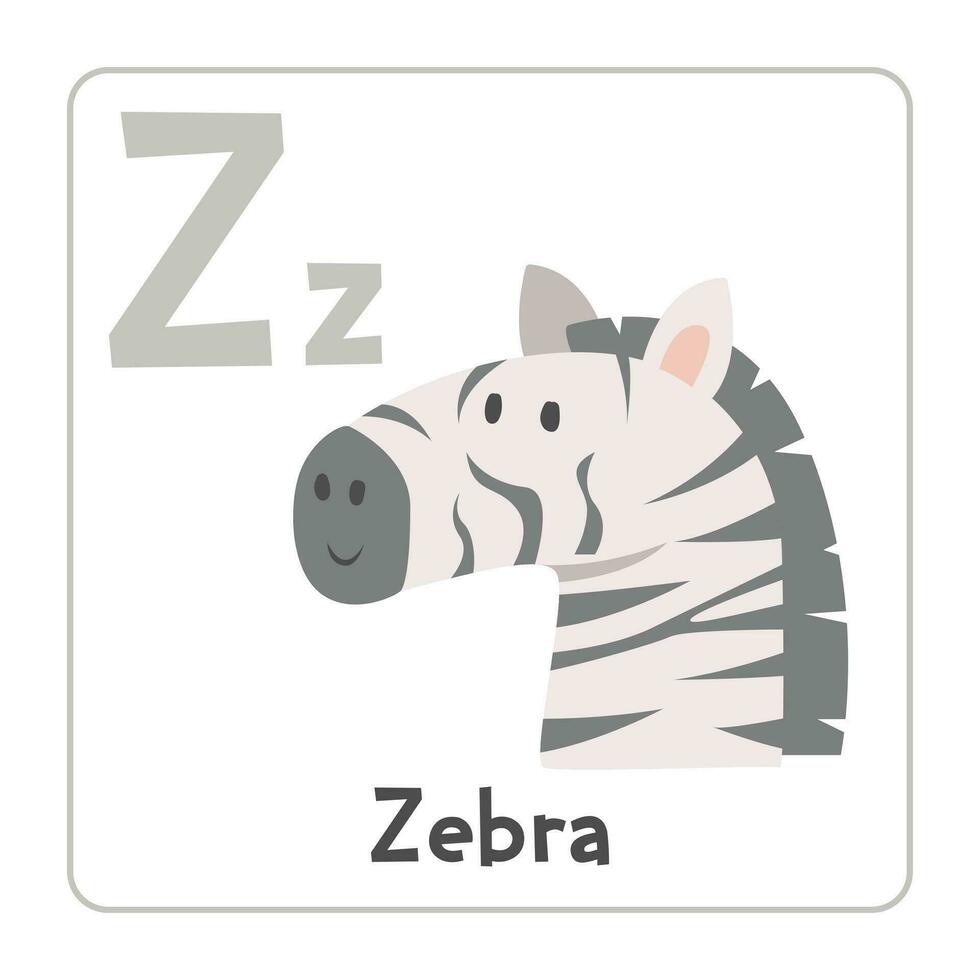 zebra clipart. zebra vetor ilustração desenho animado plano estilo. animais começar com carta z. animal alfabeto cartão. Aprendendo carta z cartão. crianças Educação. fofa zebra vetor Projeto