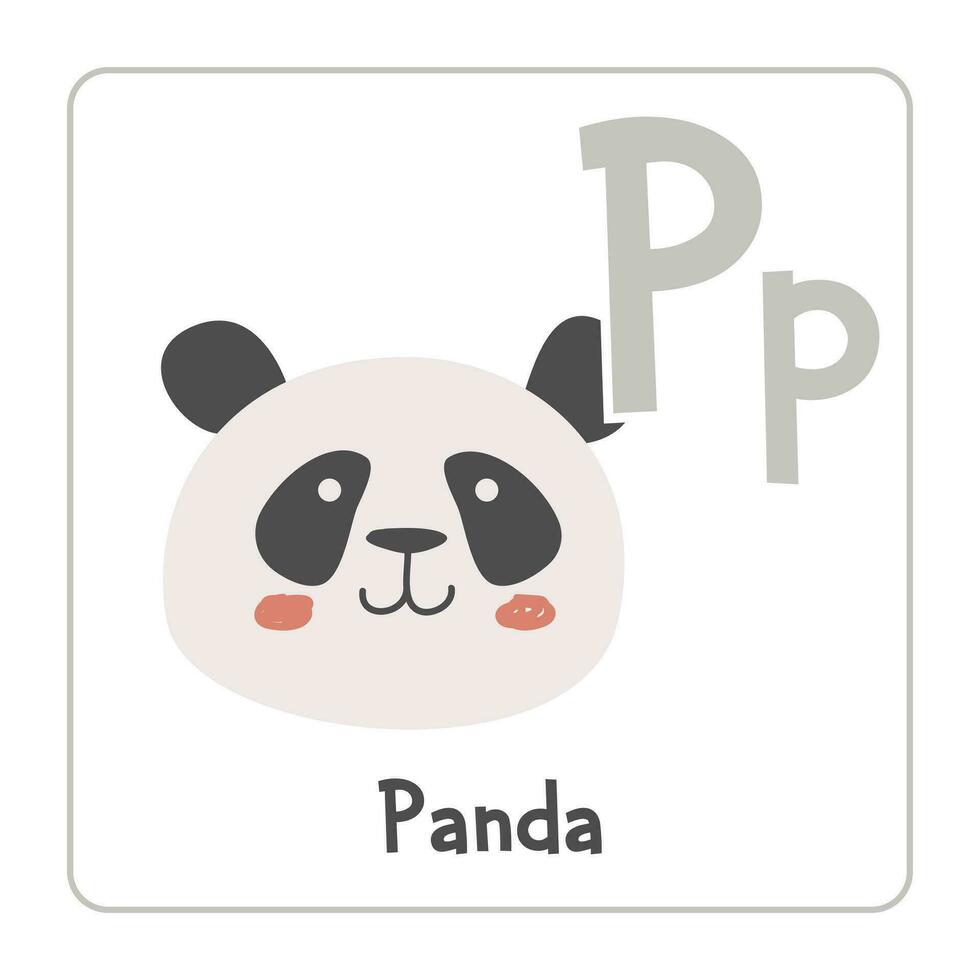 panda clipart. panda vetor ilustração desenho animado plano estilo. animais começar com carta pág. animal alfabeto cartão. Aprendendo carta p cartão. crianças Educação. fofa panda Urso vetor Projeto