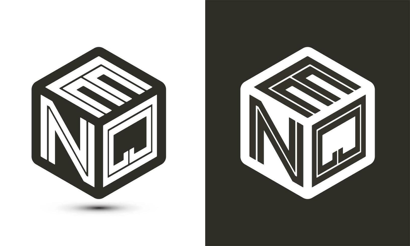 enq carta logotipo Projeto com ilustrador cubo logotipo, vetor logotipo moderno alfabeto Fonte sobreposição estilo.