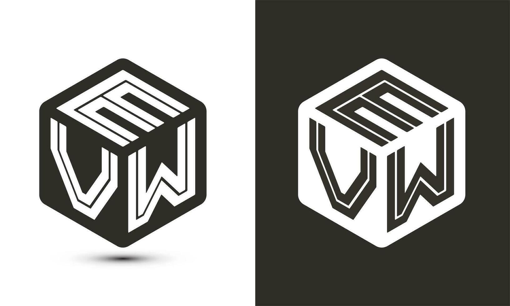 evw carta logotipo Projeto com ilustrador cubo logotipo, vetor logotipo moderno alfabeto Fonte sobreposição estilo.