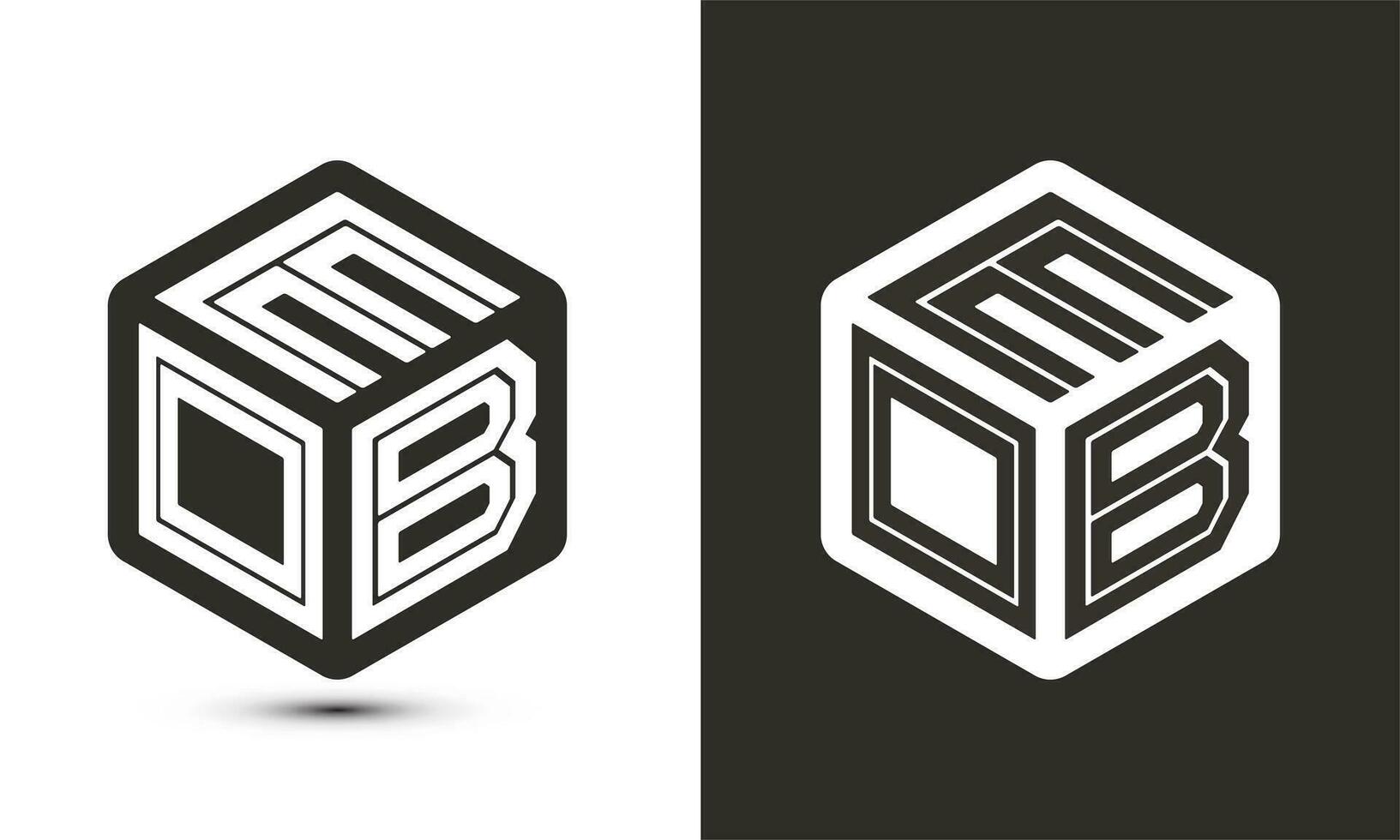 eob carta logotipo Projeto com ilustrador cubo logotipo, vetor logotipo moderno alfabeto Fonte sobreposição estilo.