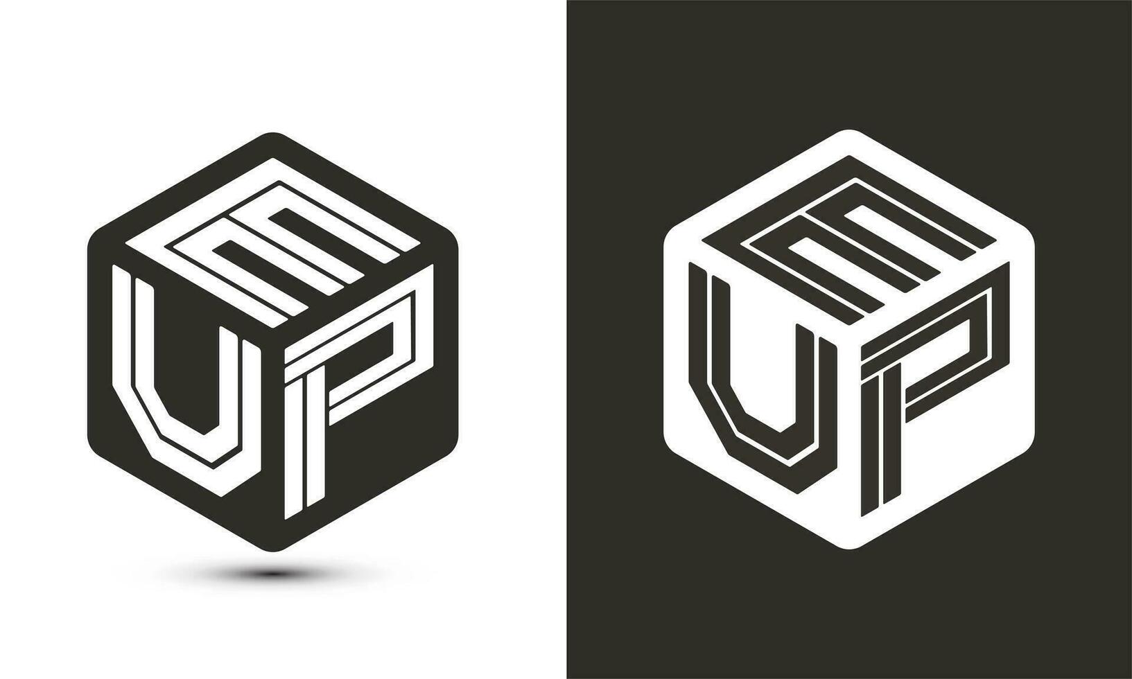 eup carta logotipo Projeto com ilustrador cubo logotipo, vetor logotipo moderno alfabeto Fonte sobreposição estilo.