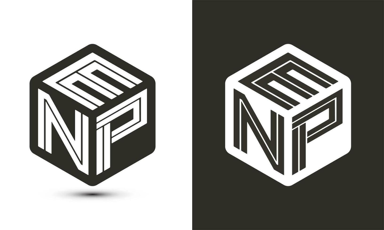 enp carta logotipo Projeto com ilustrador cubo logotipo, vetor logotipo moderno alfabeto Fonte sobreposição estilo.