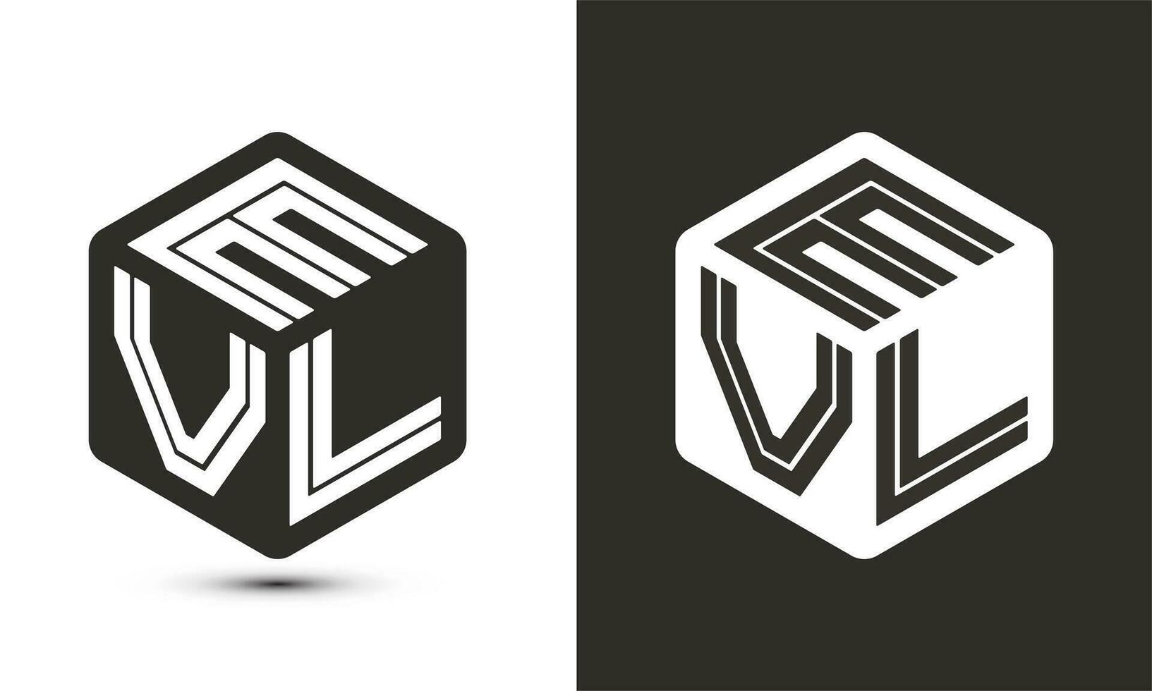 evl carta logotipo Projeto com ilustrador cubo logotipo, vetor logotipo moderno alfabeto Fonte sobreposição estilo.
