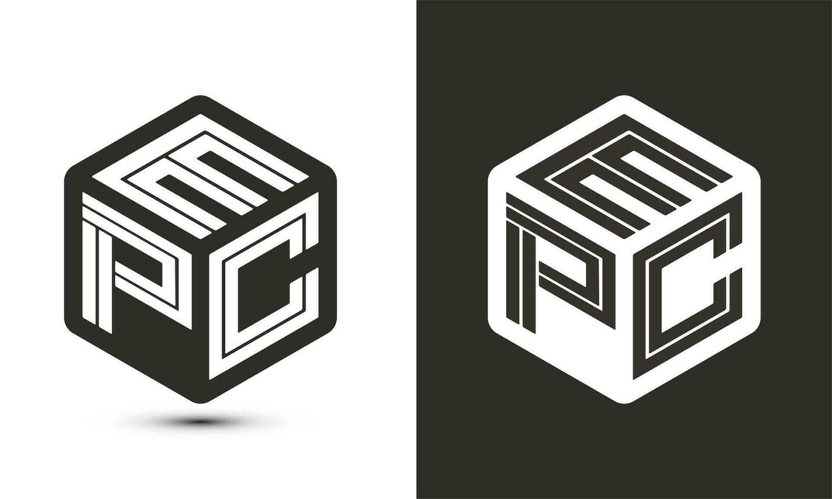 epc carta logotipo Projeto com ilustrador cubo logotipo, vetor logotipo moderno alfabeto Fonte sobreposição estilo.