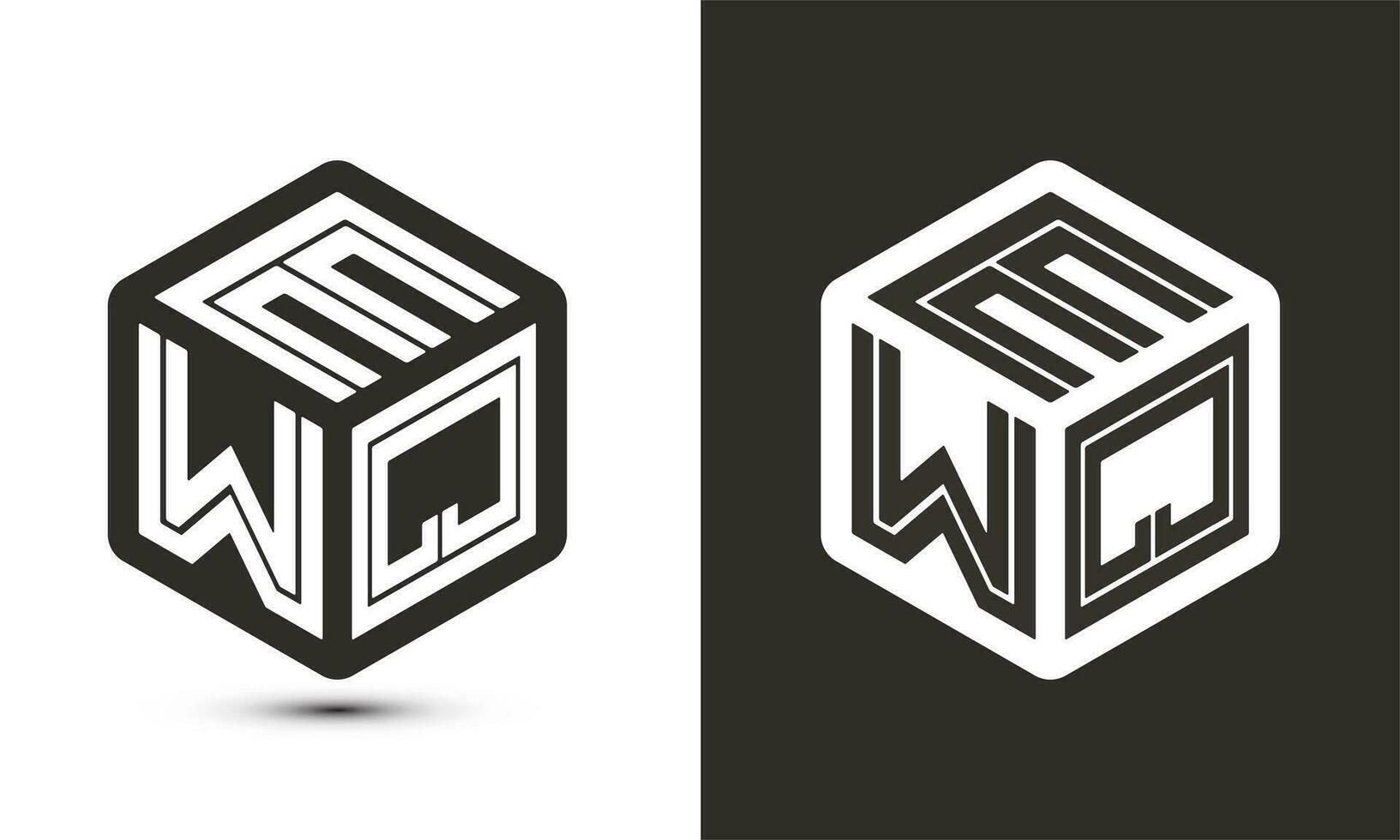 ewq carta logotipo Projeto com ilustrador cubo logotipo, vetor logotipo moderno alfabeto Fonte sobreposição estilo.