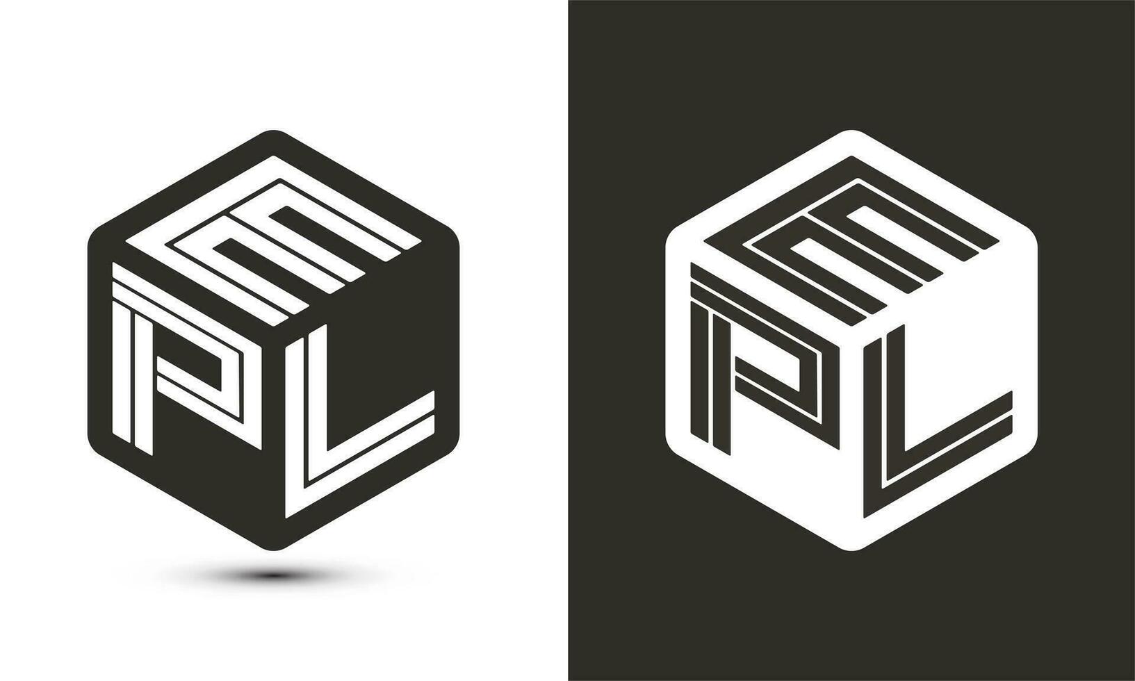 epl carta logotipo Projeto com ilustrador cubo logotipo, vetor logotipo moderno alfabeto Fonte sobreposição estilo.