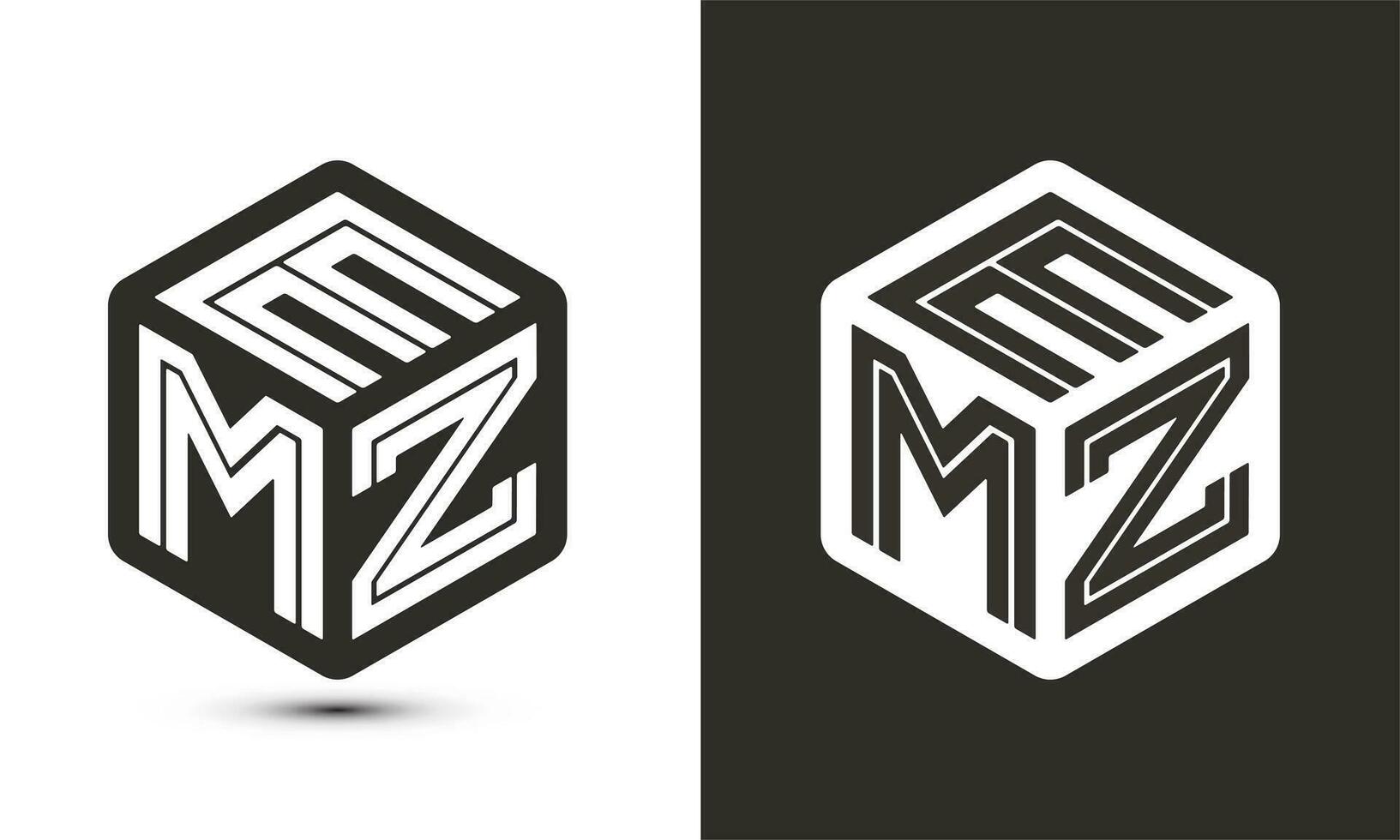emz carta logotipo Projeto com ilustrador cubo logotipo, vetor logotipo moderno alfabeto Fonte sobreposição estilo.