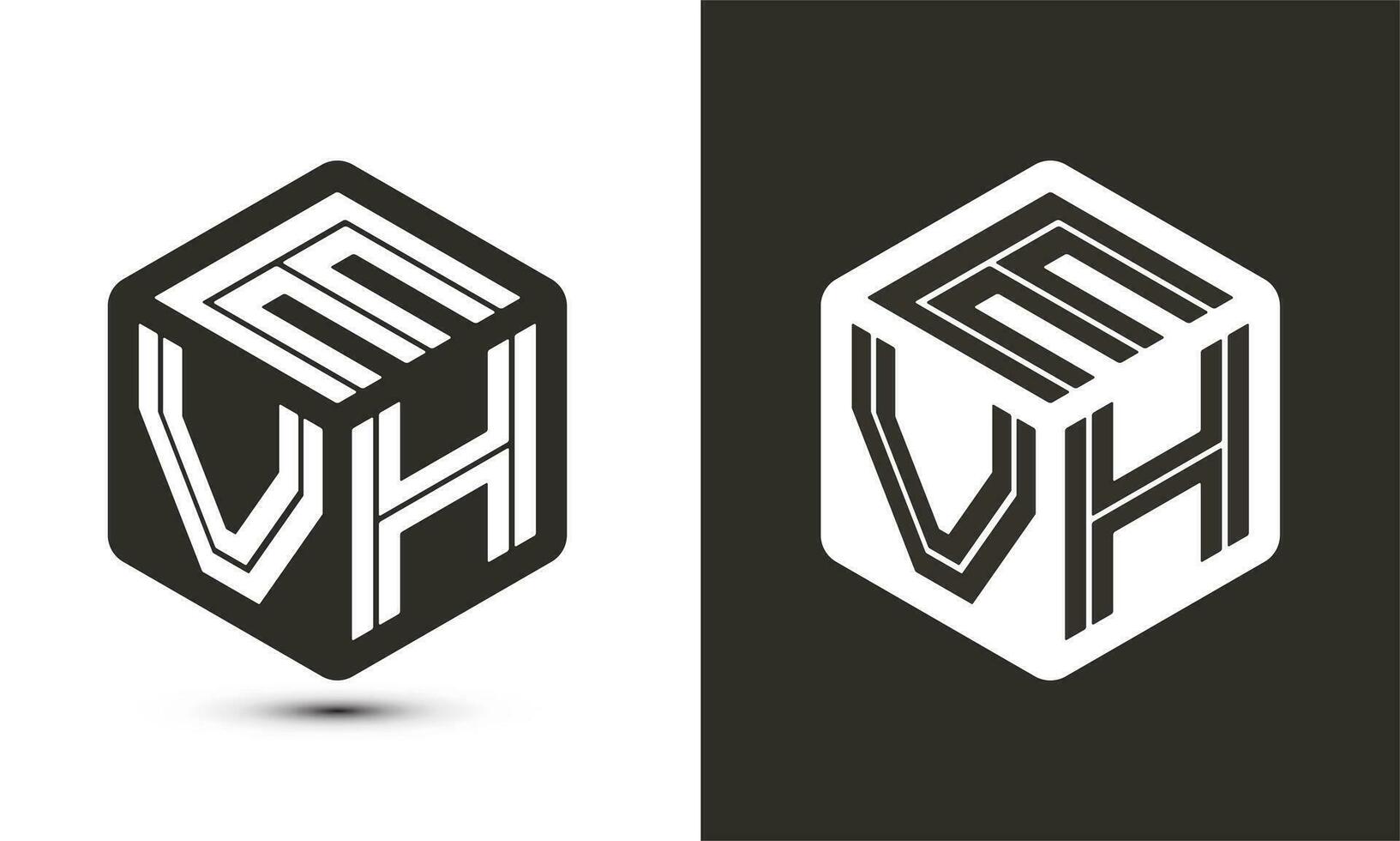 evh carta logotipo Projeto com ilustrador cubo logotipo, vetor logotipo moderno alfabeto Fonte sobreposição estilo.
