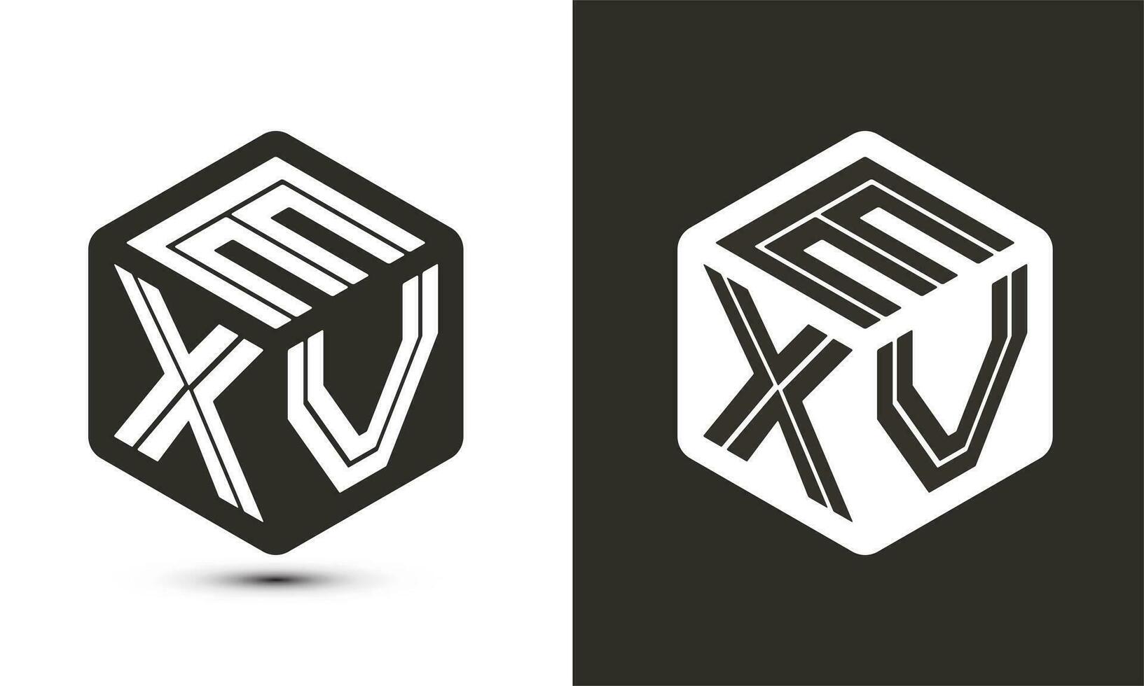 exv carta logotipo Projeto com ilustrador cubo logotipo, vetor logotipo moderno alfabeto Fonte sobreposição estilo.