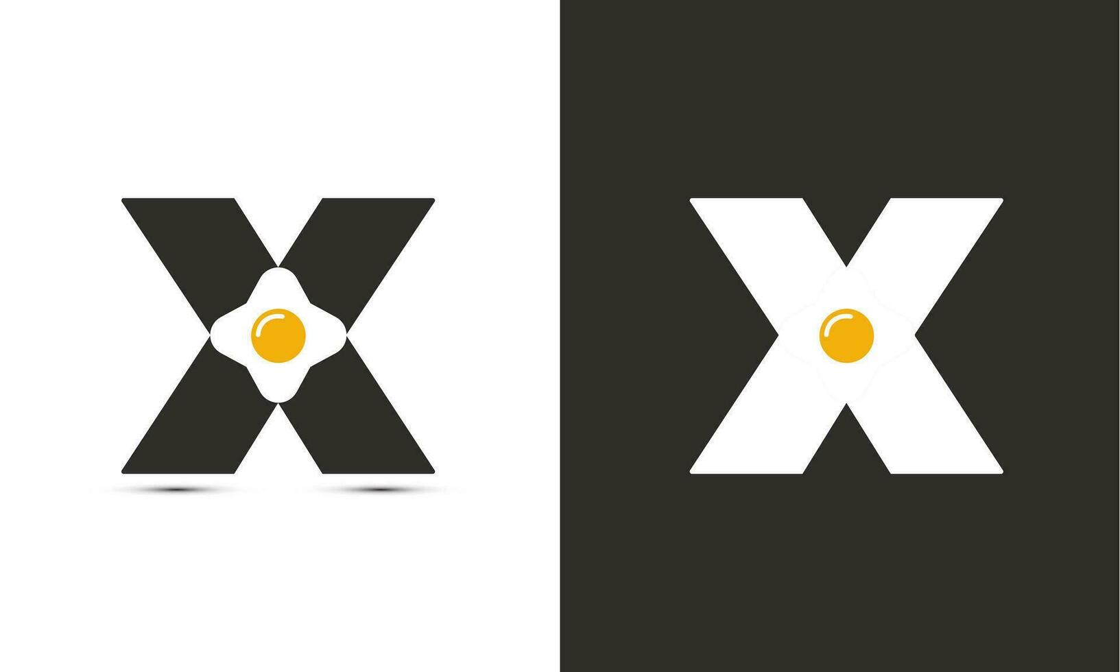 moderno ilustração logotipo Projeto inicial x combinar com frito ovo. vetor