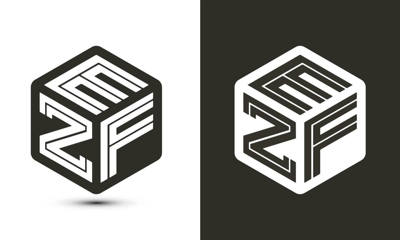 ezf carta logotipo Projeto com ilustrador cubo logotipo, vetor logotipo moderno alfabeto Fonte sobreposição estilo.
