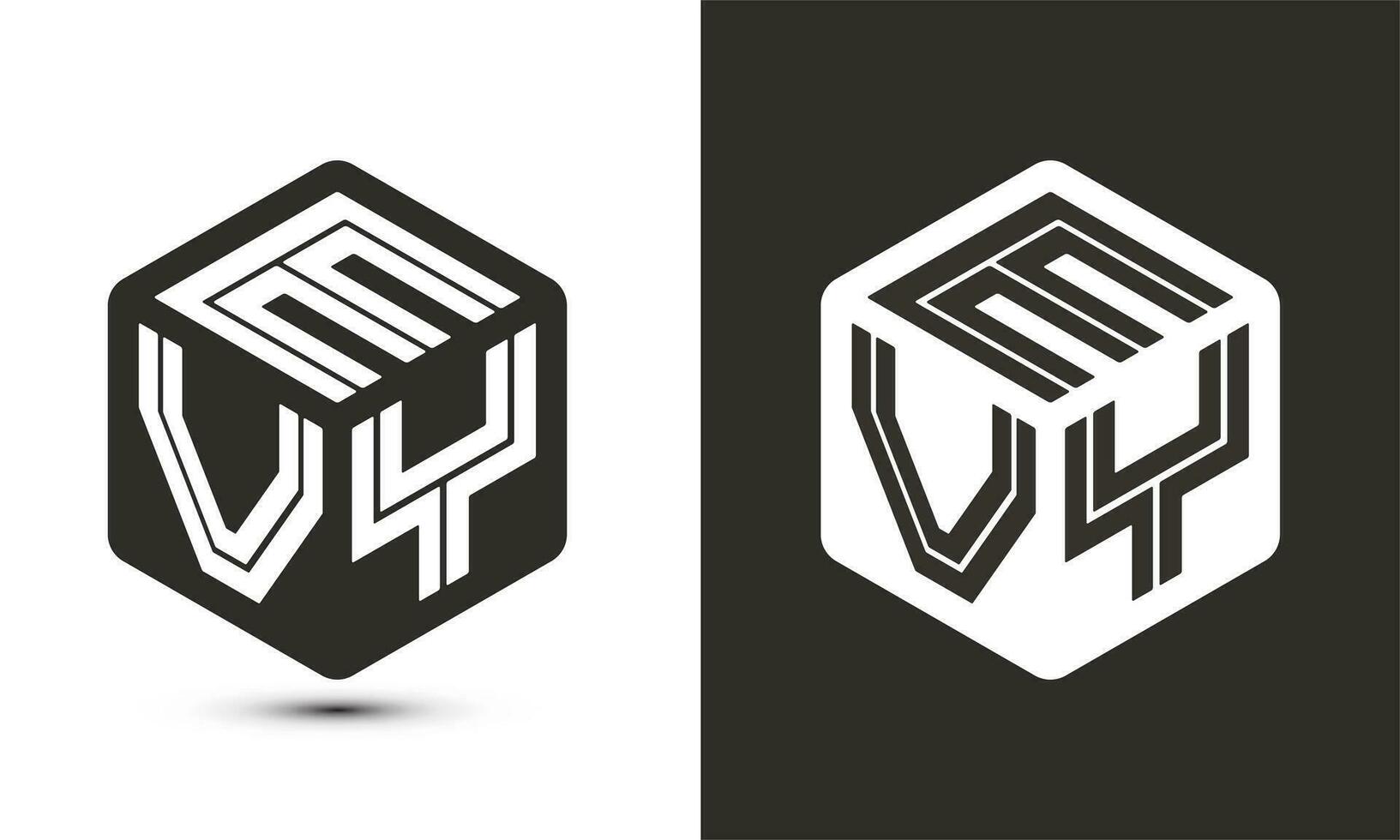 evy carta logotipo Projeto com ilustrador cubo logotipo, vetor logotipo moderno alfabeto Fonte sobreposição estilo.