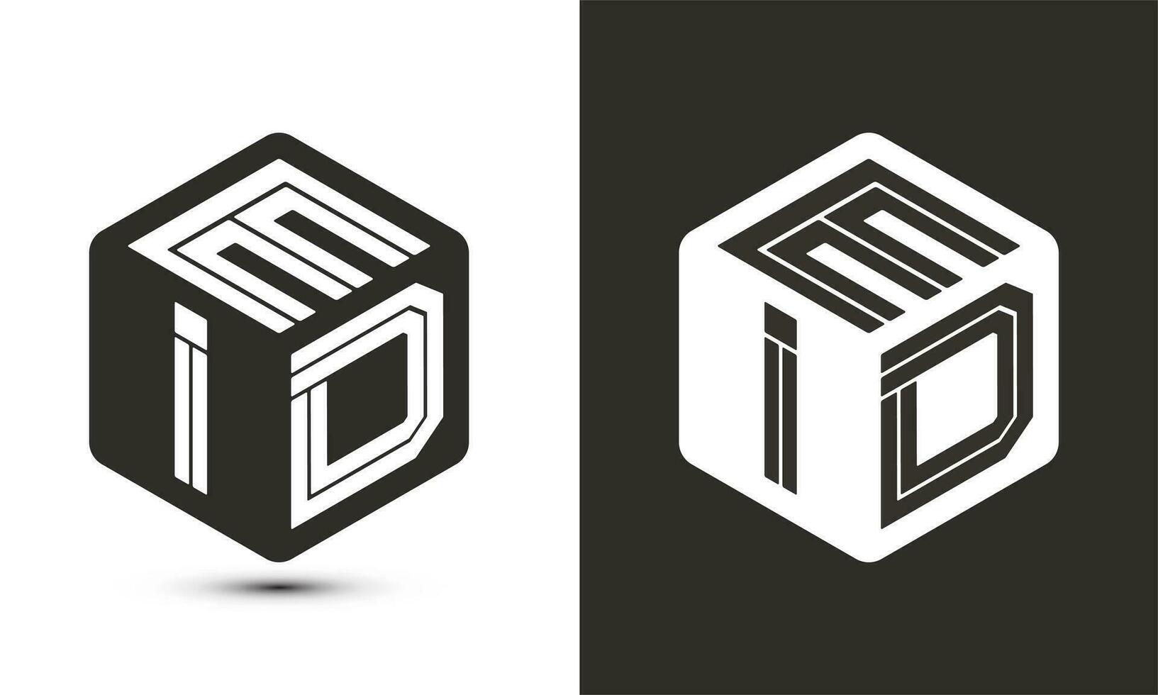 eid carta logotipo Projeto com ilustrador cubo logotipo, vetor logotipo moderno alfabeto Fonte sobreposição estilo.