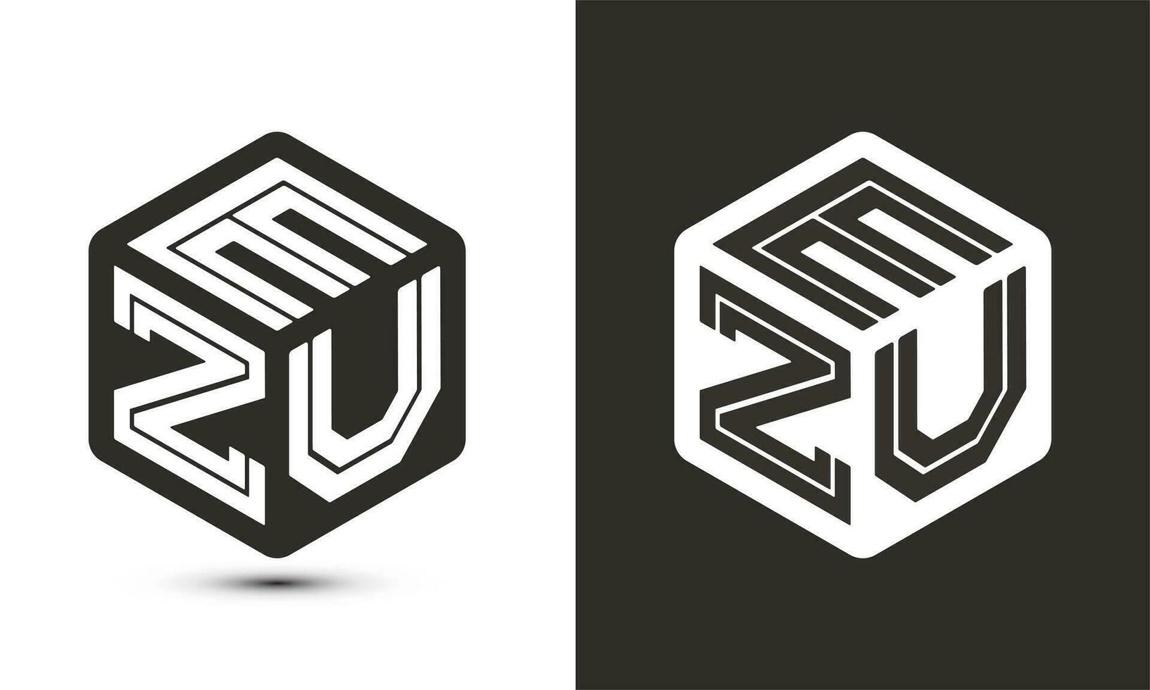 ezu carta logotipo Projeto com ilustrador cubo logotipo, vetor logotipo moderno alfabeto Fonte sobreposição estilo.