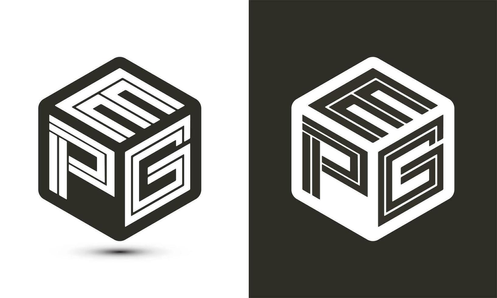 epg carta logotipo Projeto com ilustrador cubo logotipo, vetor logotipo moderno alfabeto Fonte sobreposição estilo.