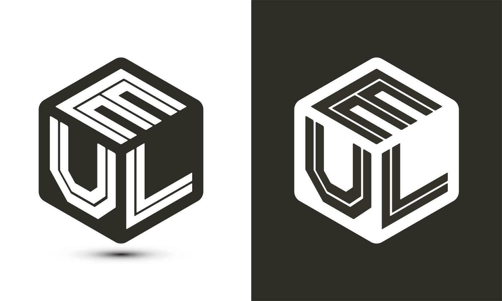 eul carta logotipo Projeto com ilustrador cubo logotipo, vetor logotipo moderno alfabeto Fonte sobreposição estilo.