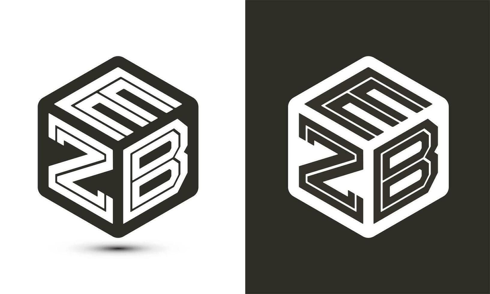 ezb carta logotipo Projeto com ilustrador cubo logotipo, vetor logotipo moderno alfabeto Fonte sobreposição estilo.
