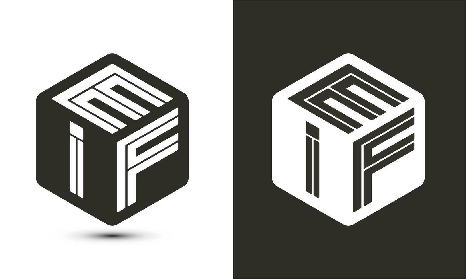 eif carta logotipo Projeto com ilustrador cubo logotipo, vetor logotipo moderno alfabeto Fonte sobreposição estilo.