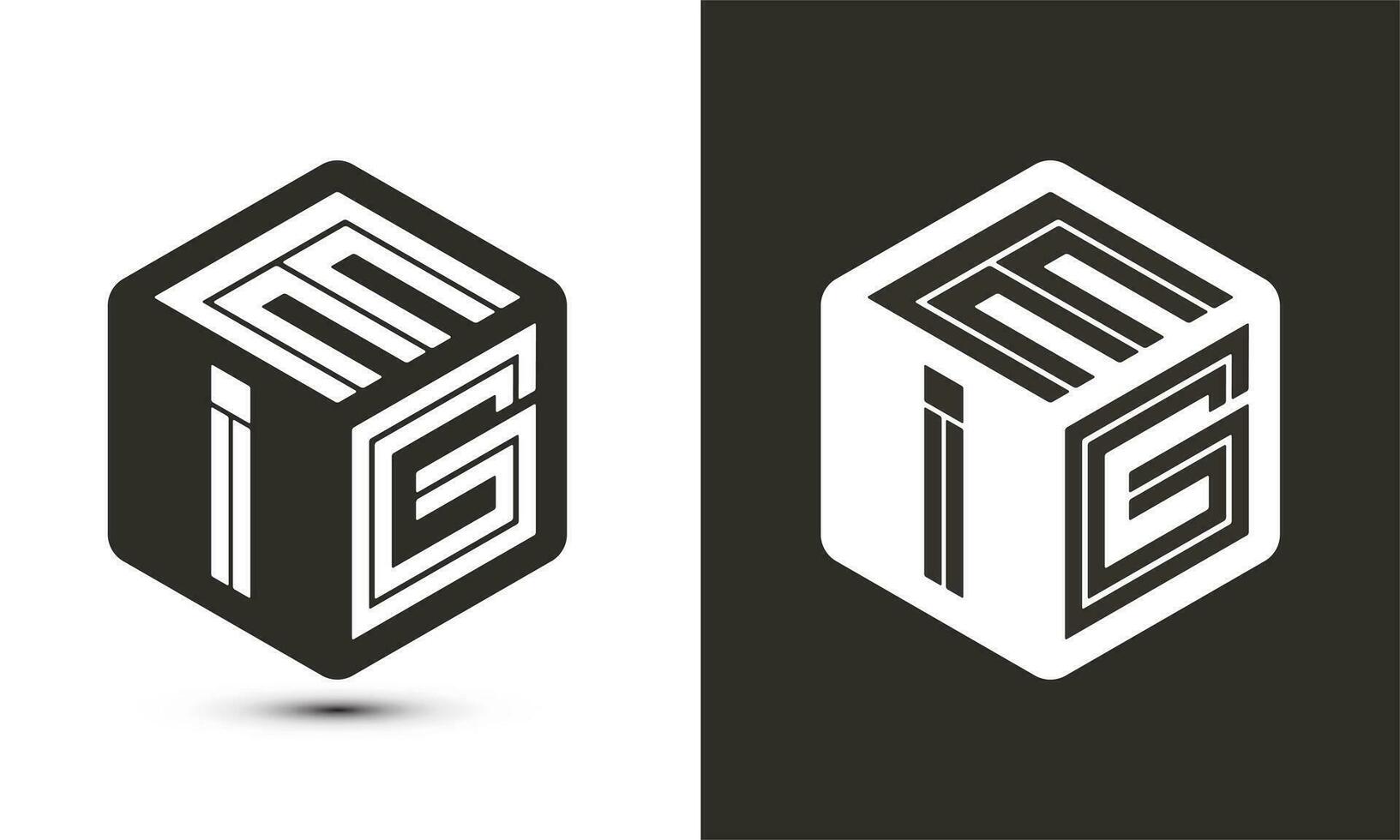 eig carta logotipo Projeto com ilustrador cubo logotipo, vetor logotipo moderno alfabeto Fonte sobreposição estilo.