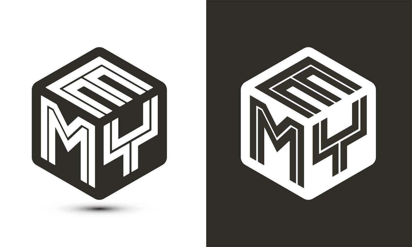 emy carta logotipo Projeto com ilustrador cubo logotipo, vetor logotipo moderno alfabeto Fonte sobreposição estilo.