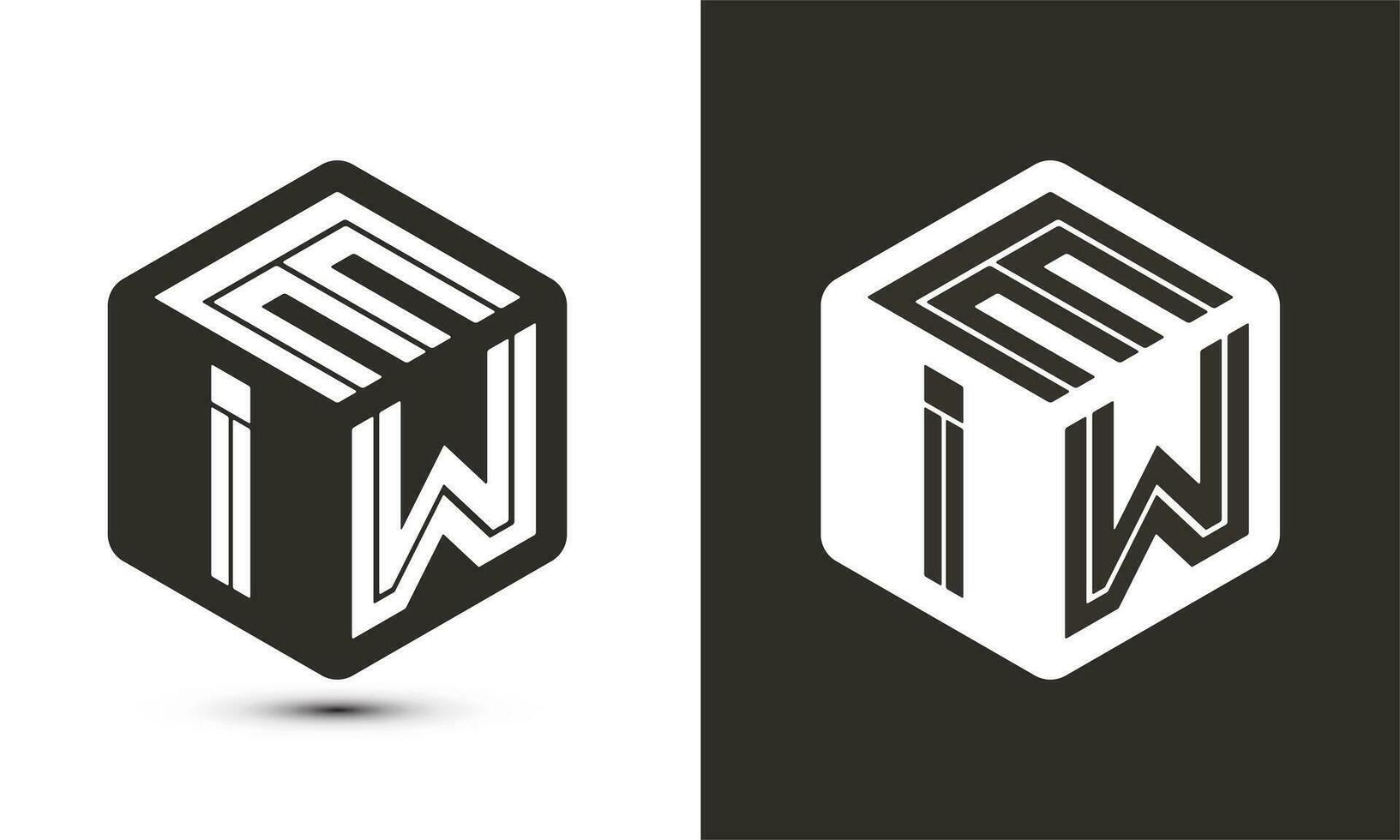 eiw carta logotipo Projeto com ilustrador cubo logotipo, vetor logotipo moderno alfabeto Fonte sobreposição estilo.