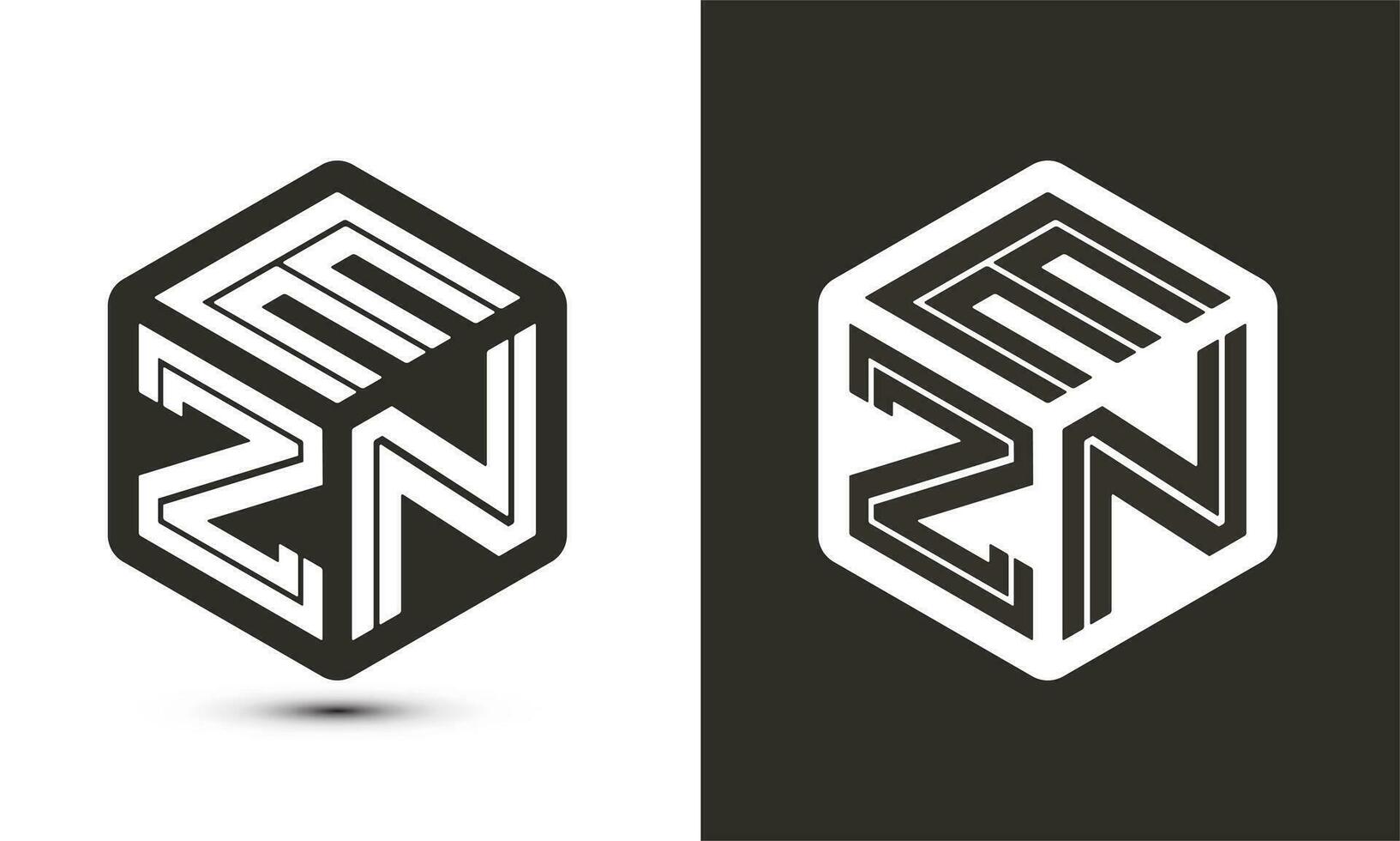 ezn carta logotipo Projeto com ilustrador cubo logotipo, vetor logotipo moderno alfabeto Fonte sobreposição estilo.