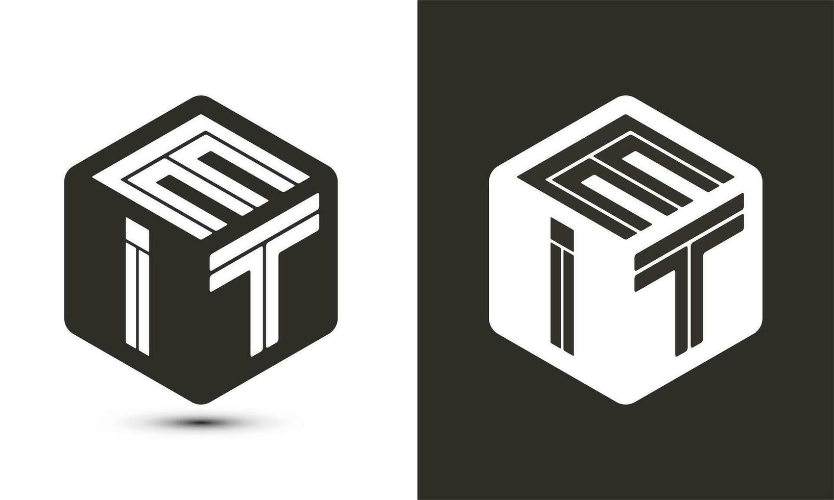 eit carta logotipo Projeto com ilustrador cubo logotipo, vetor logotipo moderno alfabeto Fonte sobreposição estilo.