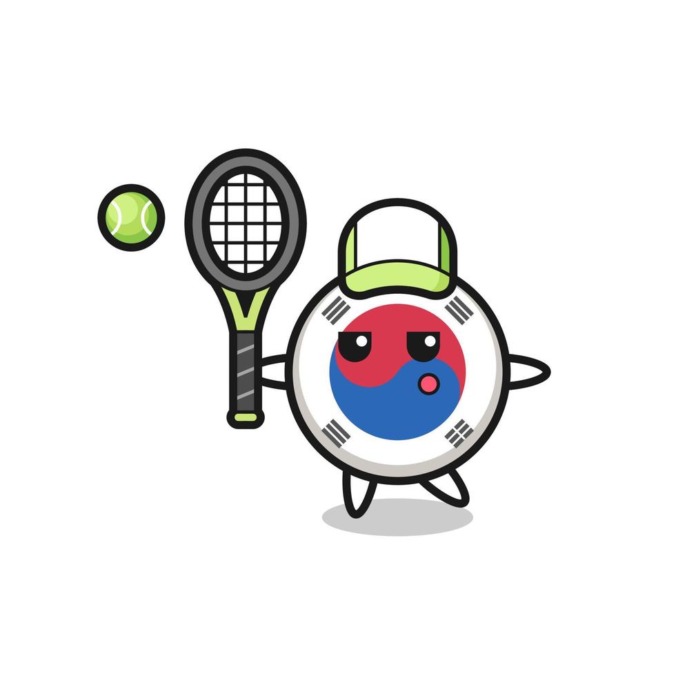 personagem de desenho animado da bandeira da Coreia do Sul como jogador de tênis vetor
