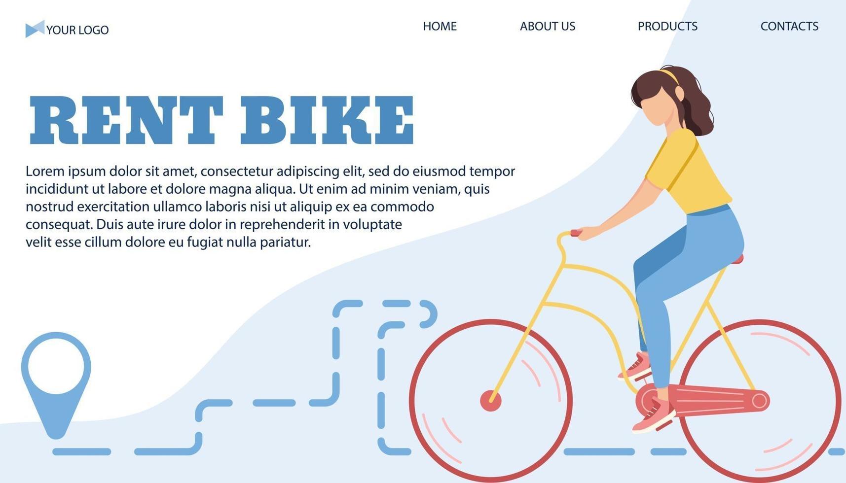 ilustração vetorial modelo de banner para alugar bicicleta na cidade vetor
